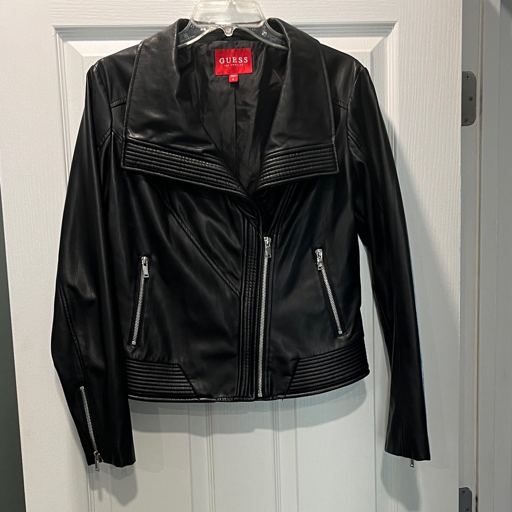 GUESS Women's Sleek Black Leather Jacket